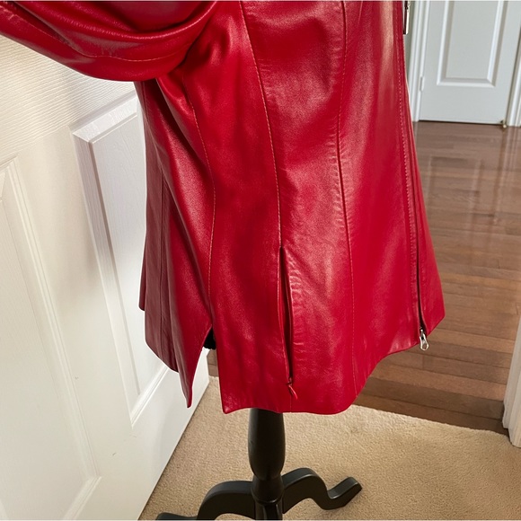 Mino collection italian red leather jacket size L, fits M - Picture 5 of 5